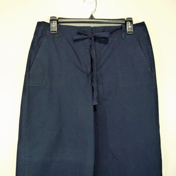 TALBOTS SIZE 8 WIDE LEG CROP PANTS NAVY - Picture 3 of 11